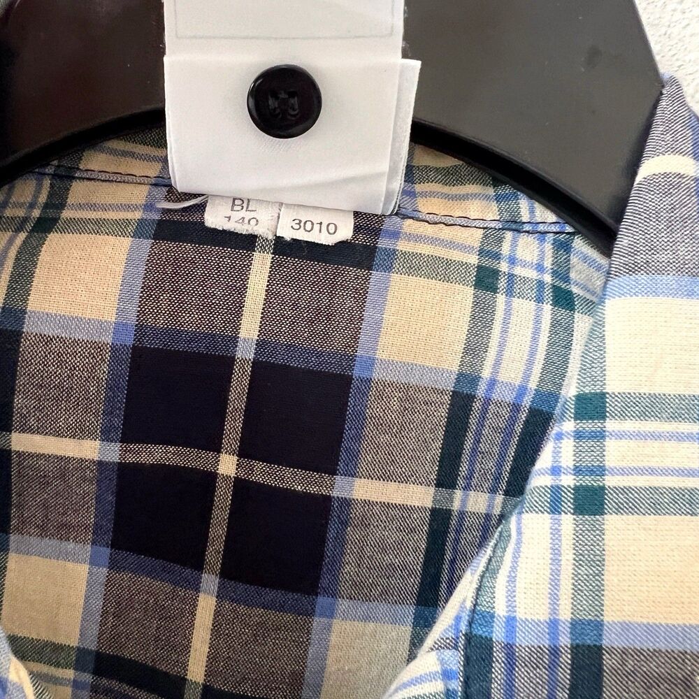Vintage Laura Ashley UK Plaid Button Up Shirt 6 High Low Hem Short Sleeve Tunic - Picture 4 of 9